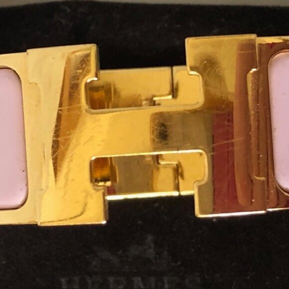 Hermès Thick Clic Clac H Bracelet PM Rose Candeur Gold Authentic - Picture 6 of 17